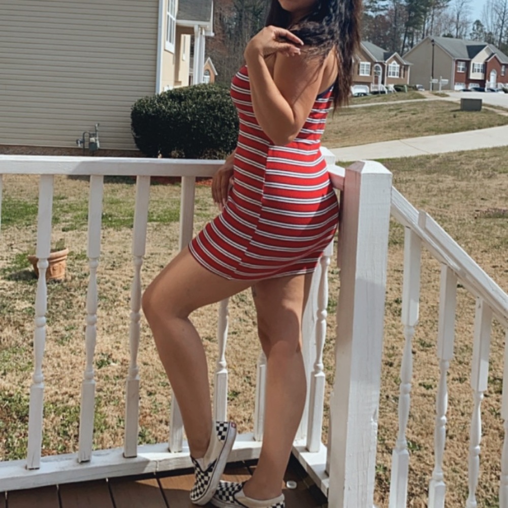 Red, blue and white striped dress ❤️